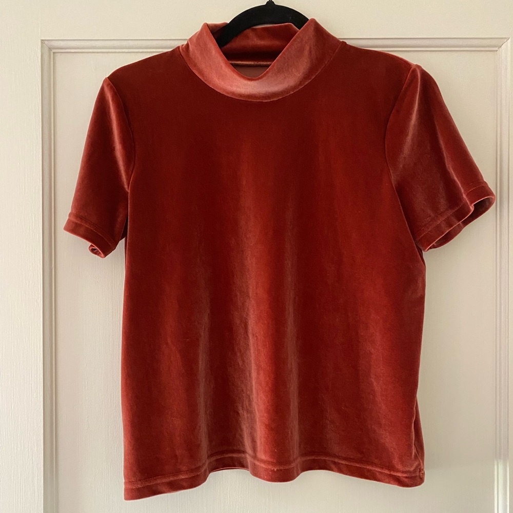 Madewell Velvet Short Sleeve‎ Top Rust Orange